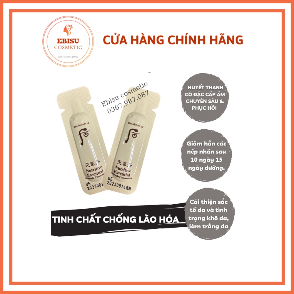 10 gói tinh chất sâm núi Whoo Nutritive Essential Ampoule Concentrate 1ml