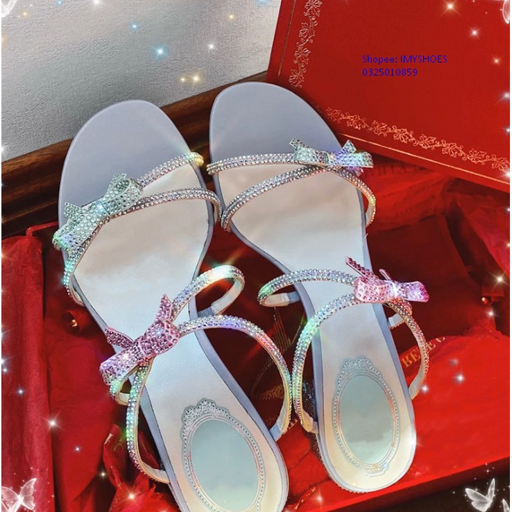 SANDAL NỮ XỎ NGÓN ĐÍNH ĐÁ QUAI THẮT NÚT MẪU IM01  - GIÀY IMYSHOES