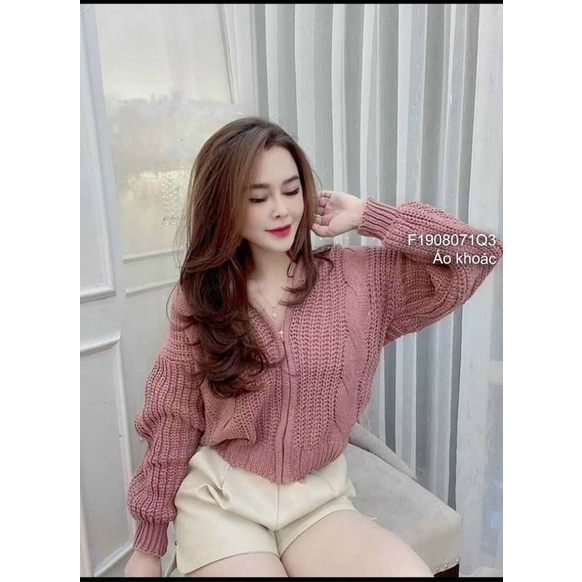 Áo khoác len có mũ khoá kéo vuông hàng nhập chuẩn đẹp!