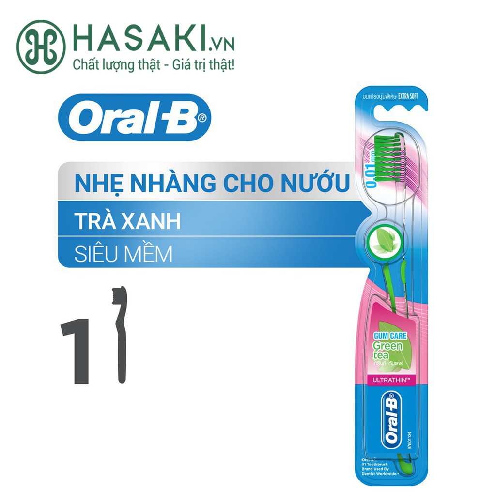 Bàn Chải Đánh Răng Oral-B Tinh Chất Trà Xanh/Trà Đen Gum Care Vỉ 1