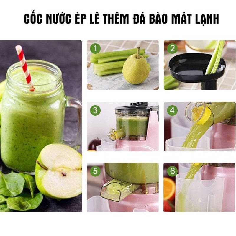 Máy ép chậm SLOW JUICER, Máy ép trái cây- Vắt kiệt bã công suất 150W - Tặng 2 cốc đựng nước  [ Bảo hành 12 tháng]