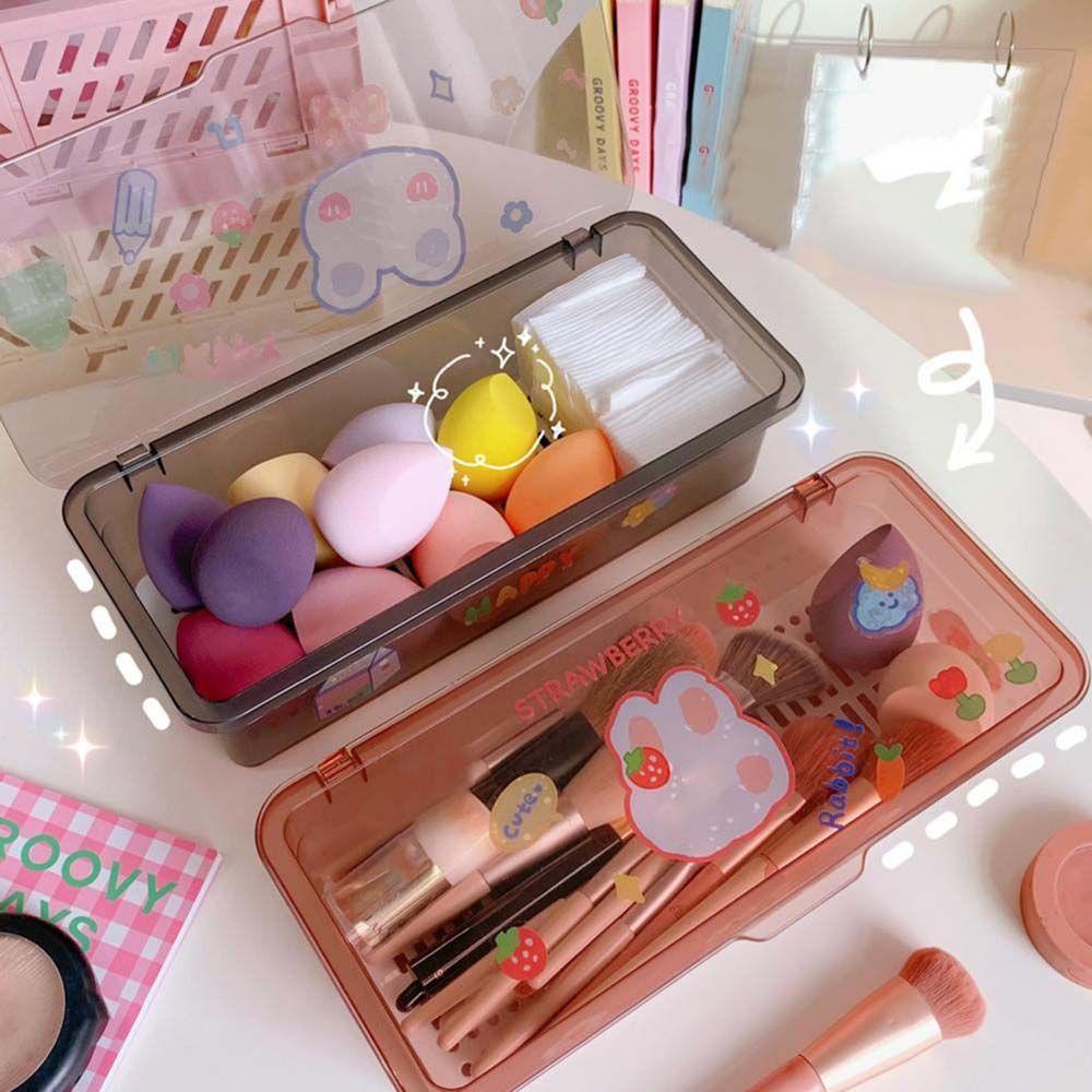 Hộp Đựng Mỹ Phẩm Bằng Nhựa Hình Chữ Nhật Có Nắp Đậy Chống Bụi