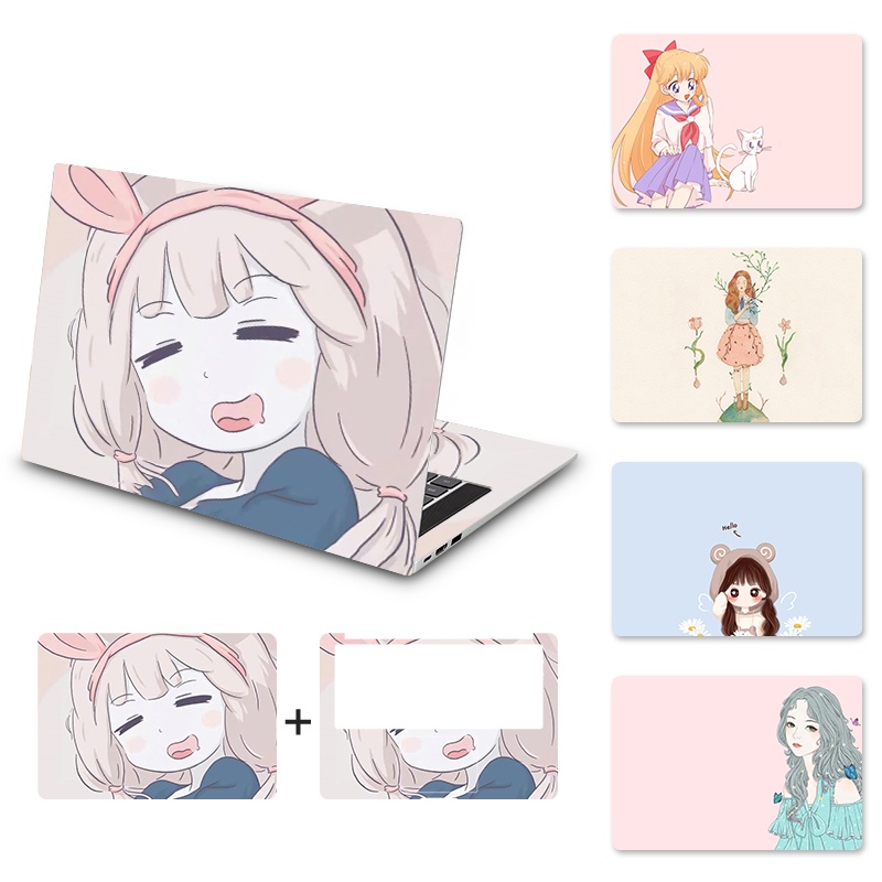 DIY Lovely Girl Cover Laptop Skin Laptop Sticker Art Stickers 12/13/14/15/17 inch Laptop for Macbook Dell HP Acer Asus etc Laptop Decorat