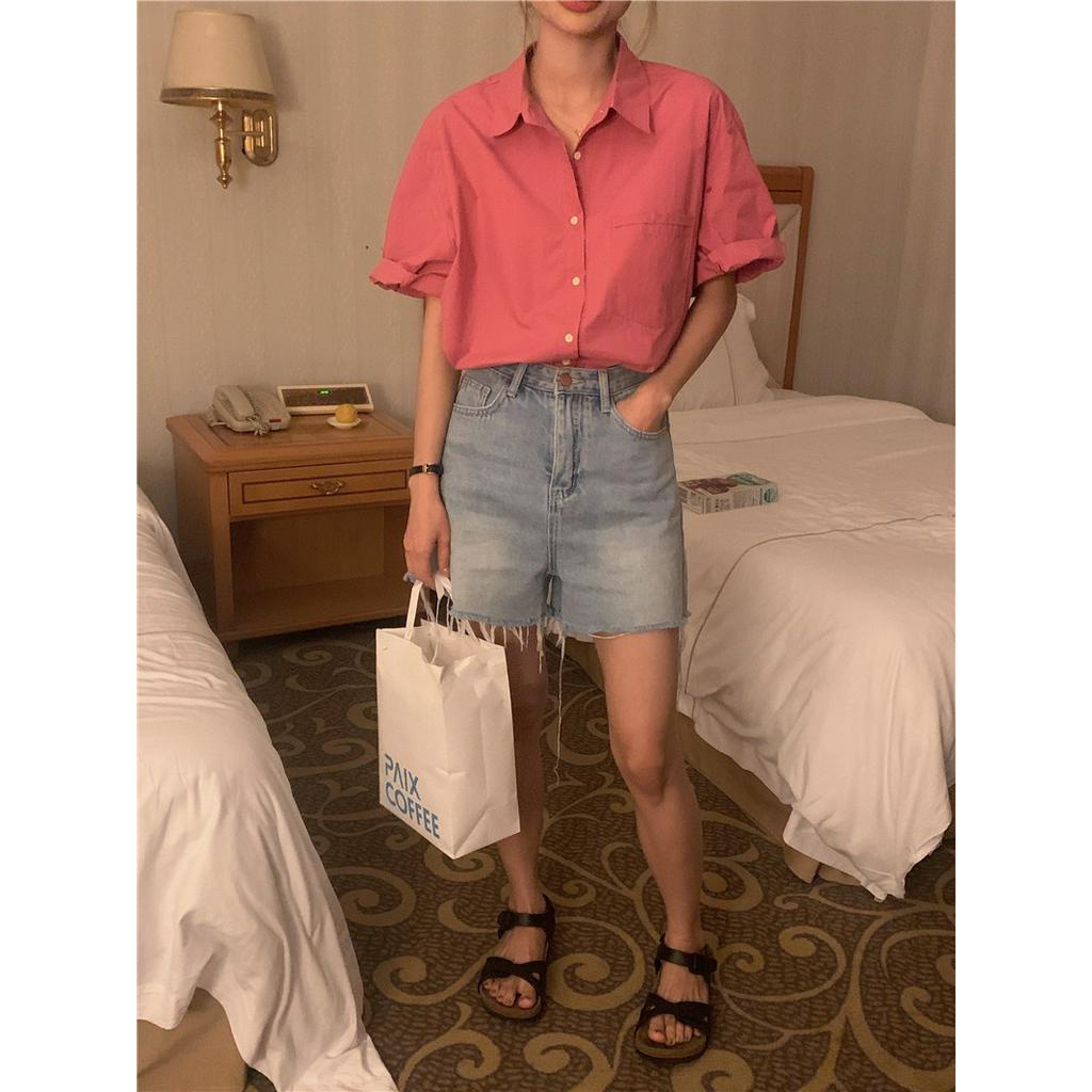 Áo Thun polo Tay Ngắn Màu Trơn Đơn Giản Phong Cách Hàn Quốc 63018 4 Màu Sắc