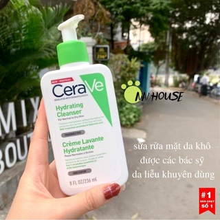 Sữa rửa mặt Cerave hydrating cleanser 236ml da khô giúp dưỡng ẩm, cấp nước và làm sạch da mặt và body, gel rửa mặt, srm