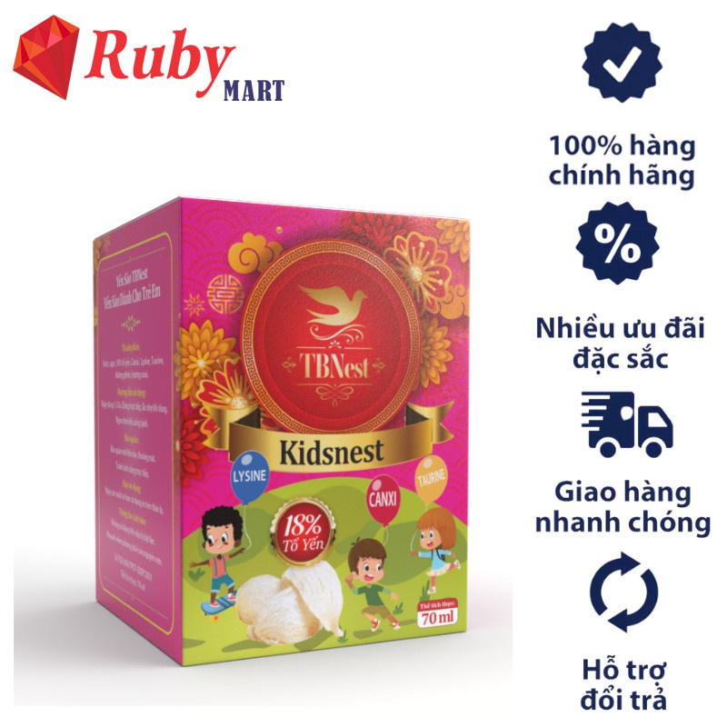 Nước Yến Sào TBNest Chưng Hồng Sâm - Đường Phèn - Đường Isomalt - Kidnest (Hũ 70ml)