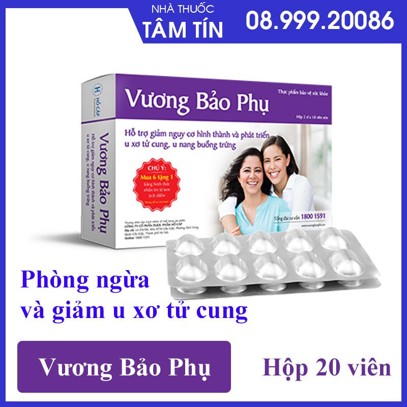 Vương Bảo Phụ - Phòng ngừa và giảm u xơ tử cung, u nang buồng trứng (Hộp 20 Viên)