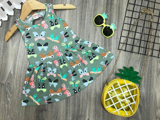 Váy sát nách thun cotton khoét lưng cực xinh cho bé gái - Váy đầm bé gái