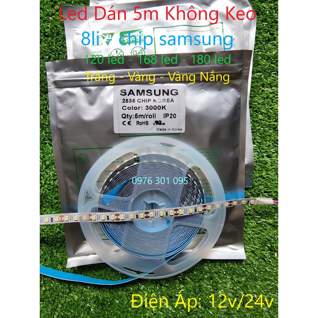 Dây Đèn Led Dán Tường - Tủ - Gương SAMSUNG KOREA chip 2835, 120led/met Siêu Sáng  12v