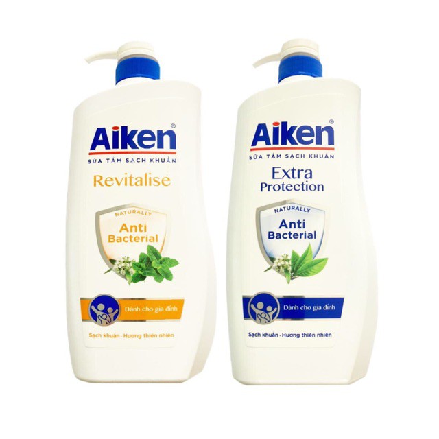 Aiken Sữa tắm Sạch khuẩn Chiết Xuất Bạc Hà -- Trà Xanh Thiên Nhiên 850g - TẶNG BÔNG TẮM TẠO BỌT