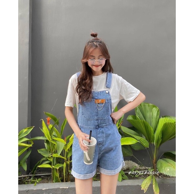 [RÁCH STORE] Yếm quần ngắn - 22103 - túi giữa Fashion - lật lai