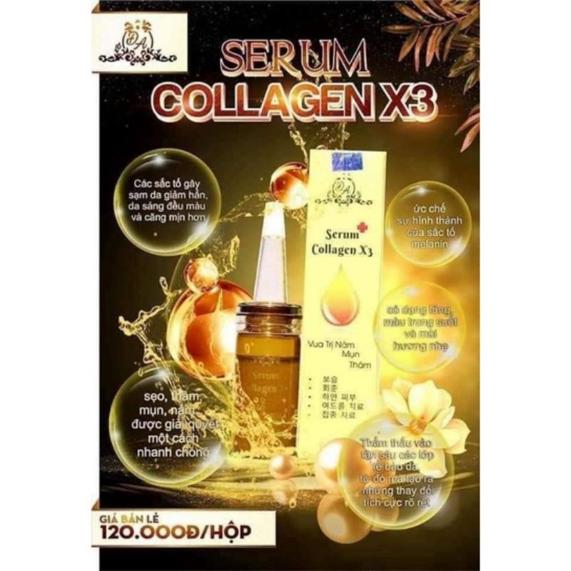 Serum Collagen X3 Dưỡng Trắng Da Mặt Ngừa Mụn, Nám Thâm 20 ml.