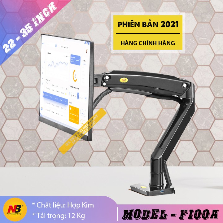 ( Đen & Trắng ) Giá treo màn hình 22 - 35 inch NB F100A  - NorthBayou - Giá treo màn hình máy tính Xoay 360 độ