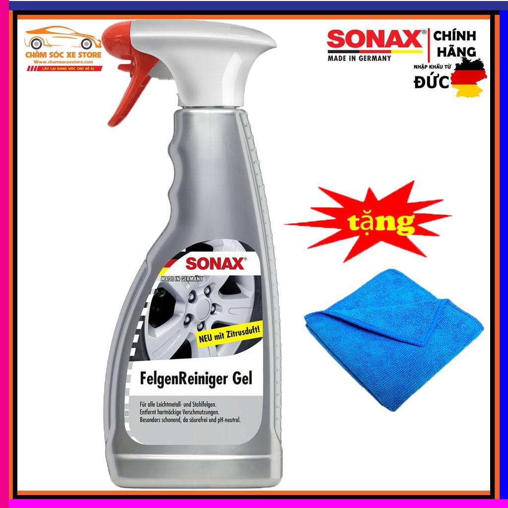 Dung dịch xịt rửa vành mâm xe Sonax 429200 500ml Sonax FelgenReiniger Gel Tặng Khăn