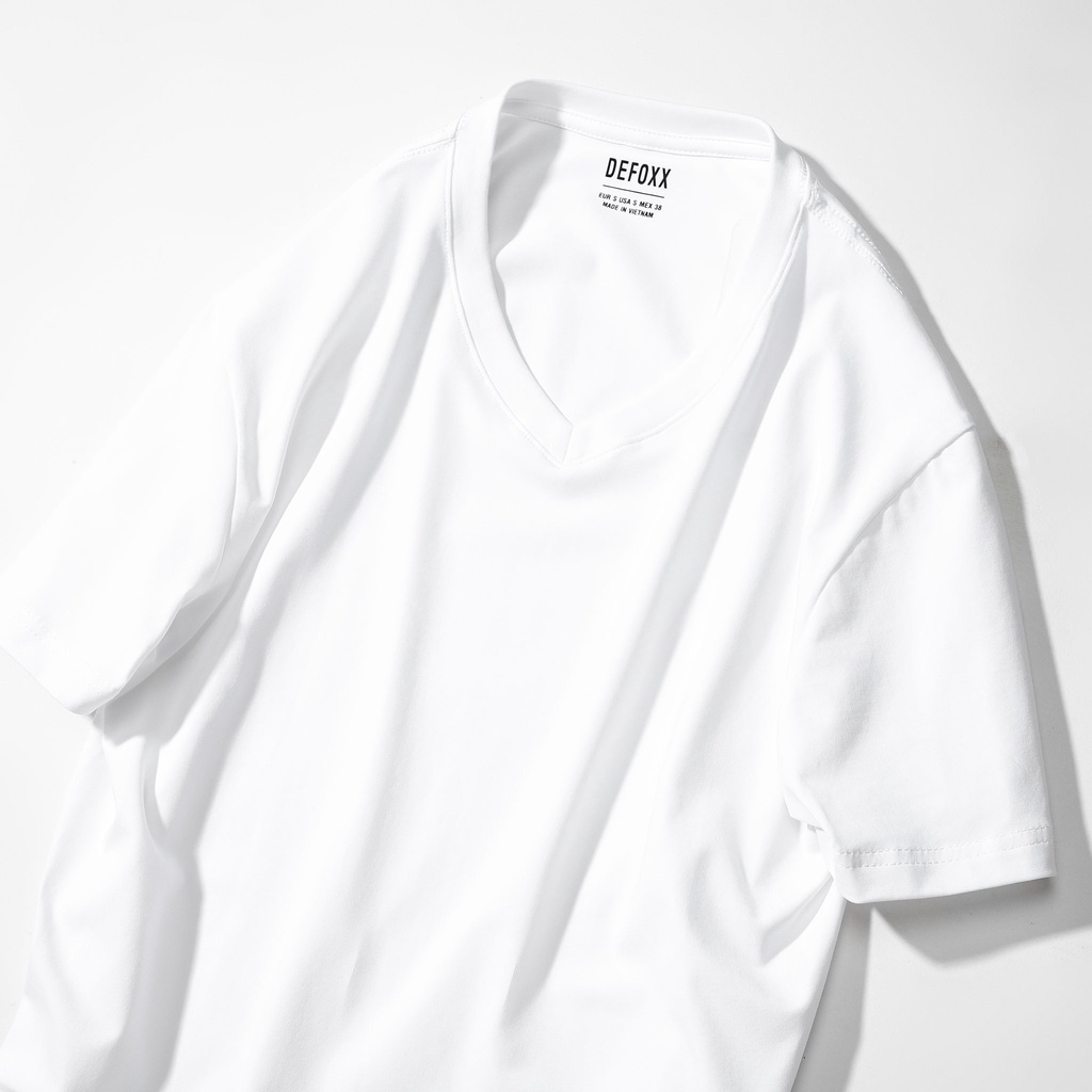 Áo phông đen nam, áo thun trắng nam cổ tim trơn DEFOXX vải cotton 4 chiều bảng màu basic đẹp - ATDF2