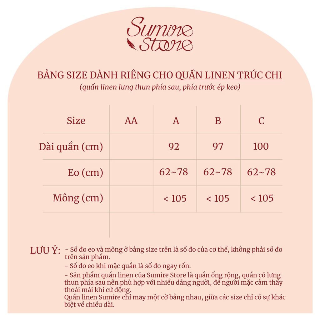 Sumire Store Quần Linen ống rộng Trúc Chi Không túi