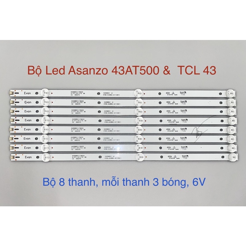 [Mới] Bộ Led Tivi Asanzo 43 AT500 - TCL 43 (8 Thanh)