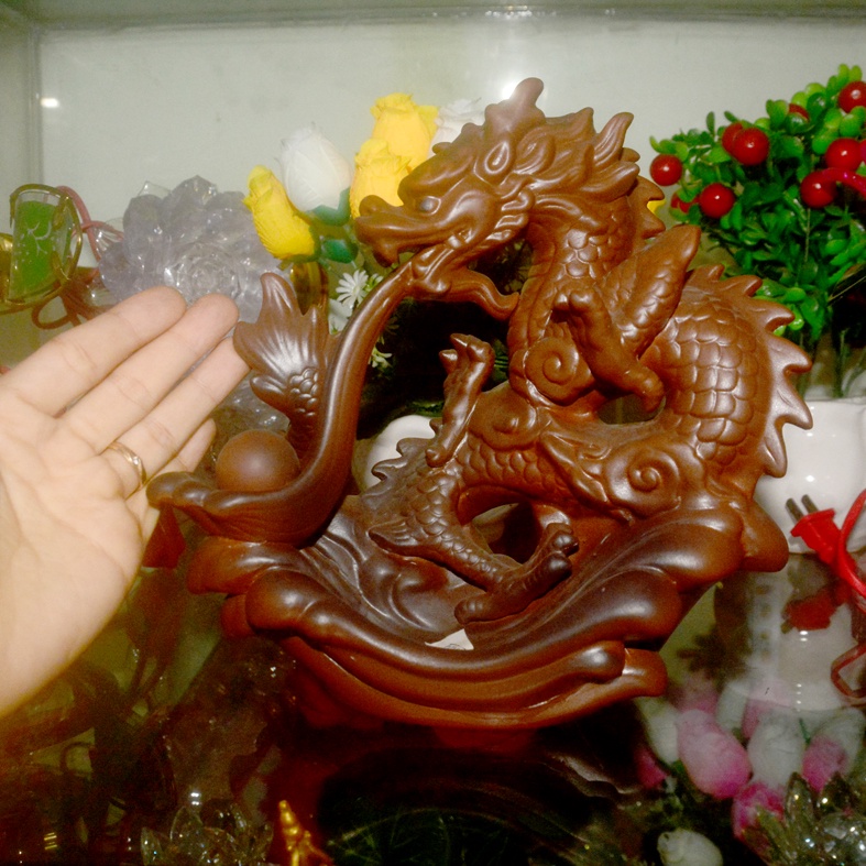 Tượng rồng bằng gốm tạo khác khói cao 22cm ngang 20cm