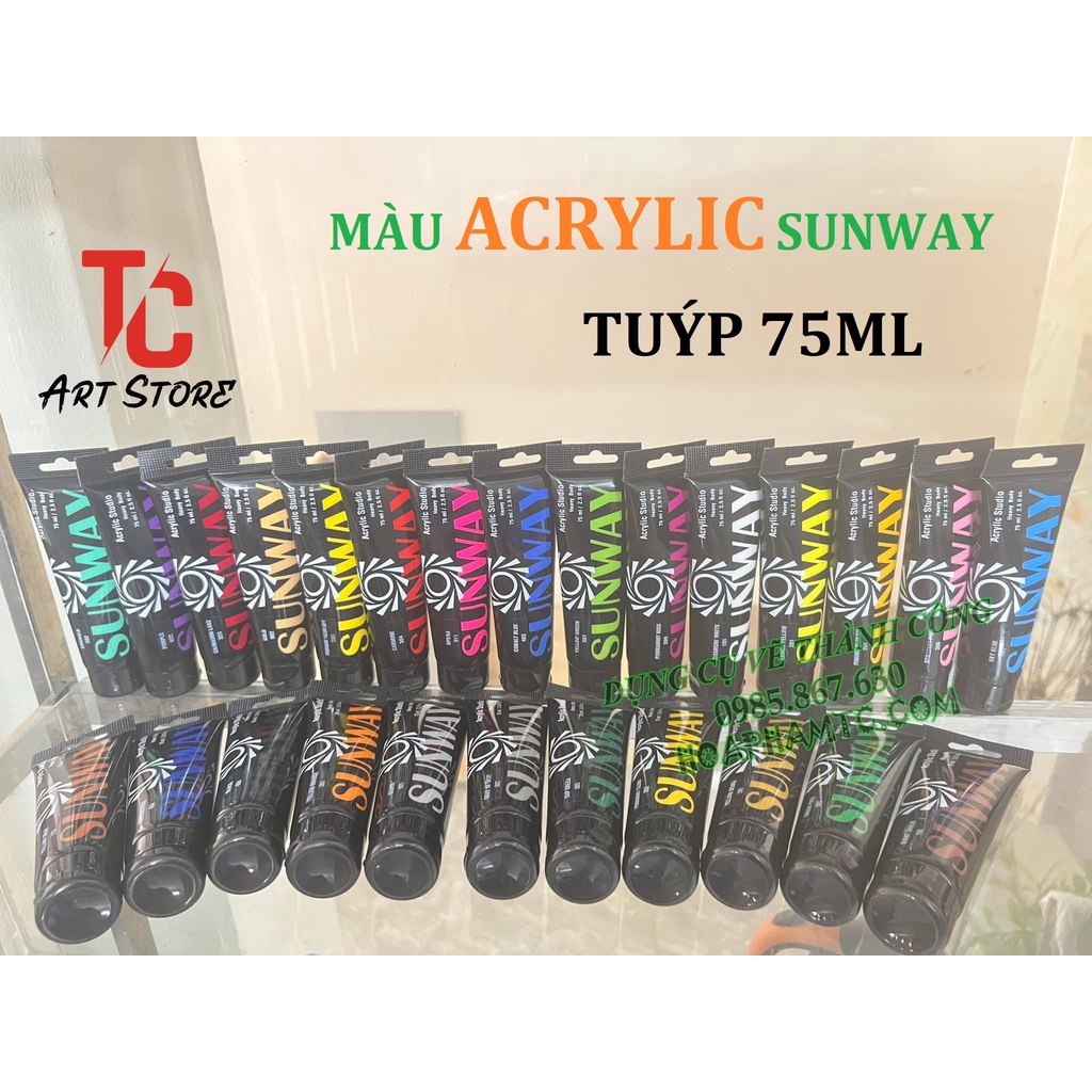 Màu Acrylic tuýp 75ml SUNWAY (Nhập khẩu Đài Loan )