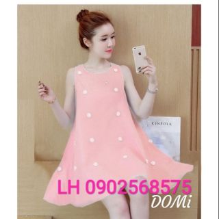 Đầm bầu váy bầu đầm suông đầm oversize hoa nhỏ mùa hè siêu hot thời trang Hàn Quốc