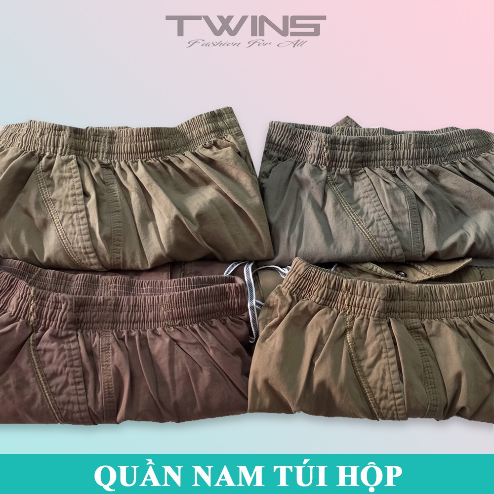 Quần trung niên kaki nam dạng short túi hộp lưng thun có dây rút cao cấp loại 1 dày dặn bigsize 95kg mềm mịn thoáng mát