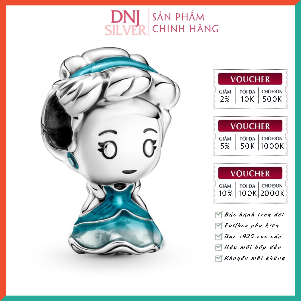 [Hàng cao cấp] Charm bạc 925 cao cấp, hàng chuẩn bạc - Charm Disney Cinderella thích hợp để mix vòng tay charm - DN073