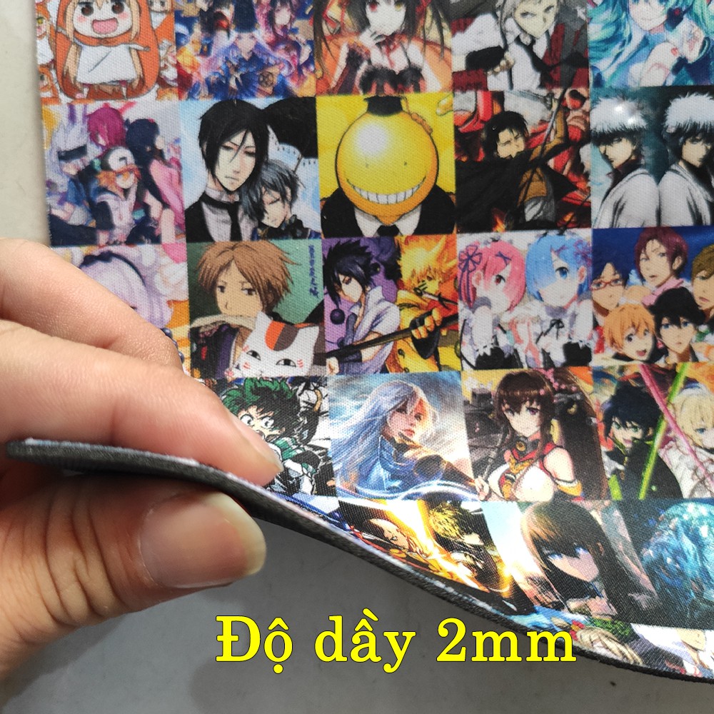 Lót chuột máy tính hình Anime kích cỡ bàn di chuột lớn 18x22cm chất liệu mouse pad cao su vải In ấn đầy đủ các nhân vật