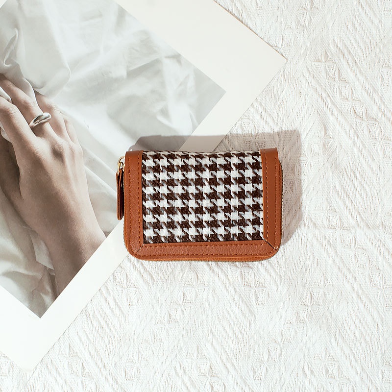 Ví da ngắn mini KAITIFEI dạng gập nhiều ngăn đựng thẻ nhỏ gọn bỏ túi dễ thương thời trang Hàn Quốc cho nữ