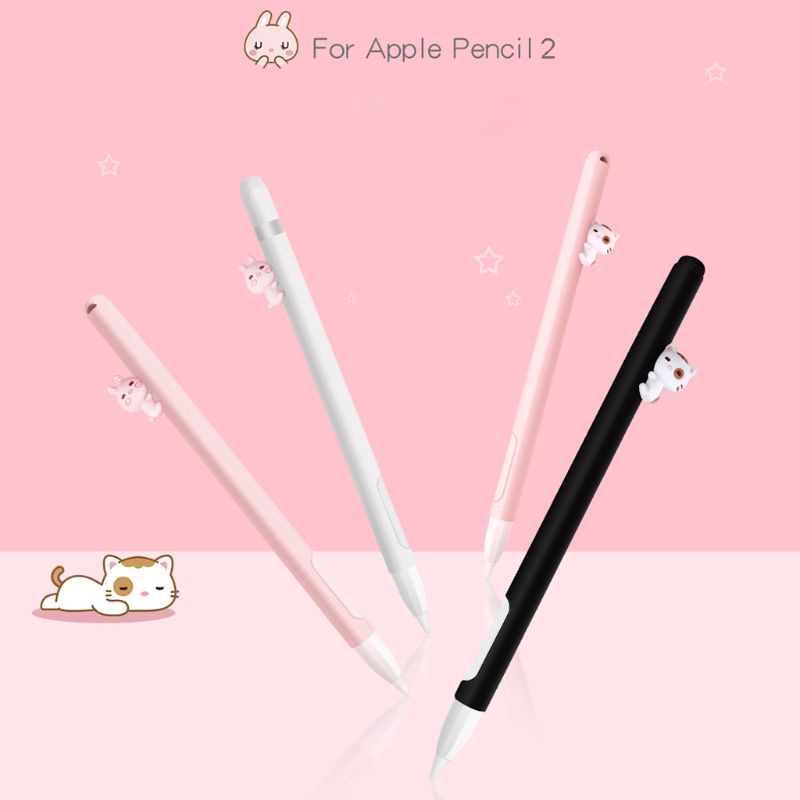 Vỏ Bằng Silicone Hình Mèo Bảo Vệ Bút Cảm Ứng Cho Apple Pencil 2