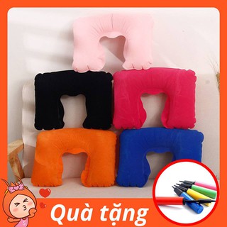 Gối cổ bơm hơi êm ái tiện lợi tặng kèm bịt mắt và bịt tai - hàng có sẵn