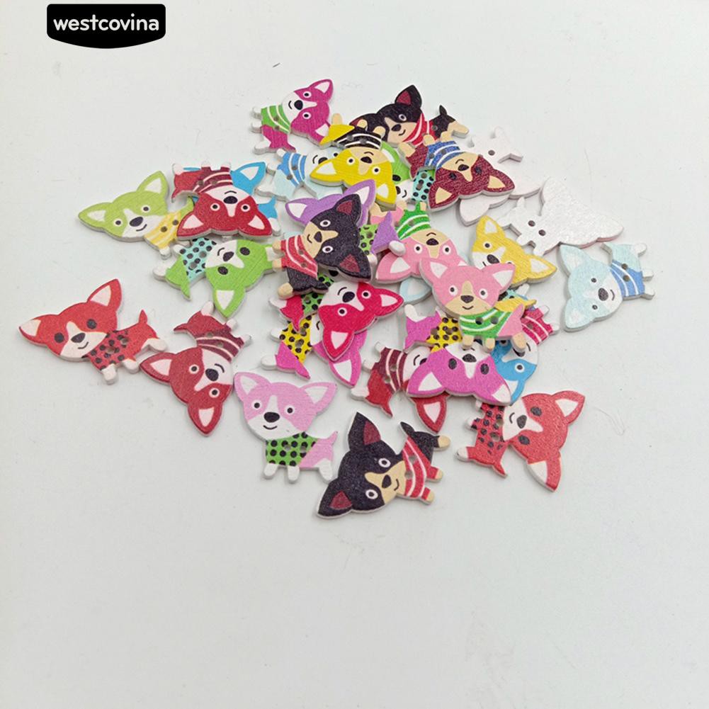 50 Cúc gỗ hình chú cún xinh xắn dùng để trang trí đồ dùng thủ công