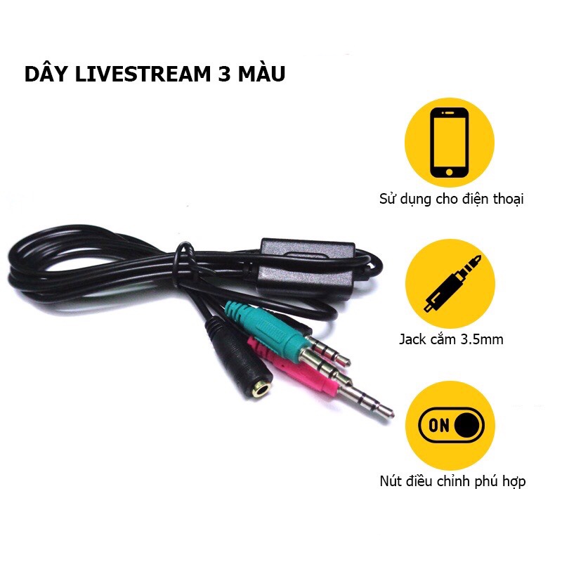 Dây live stream 3 màu, Ma1 cho sound card chính hãng có hộp 2906linh