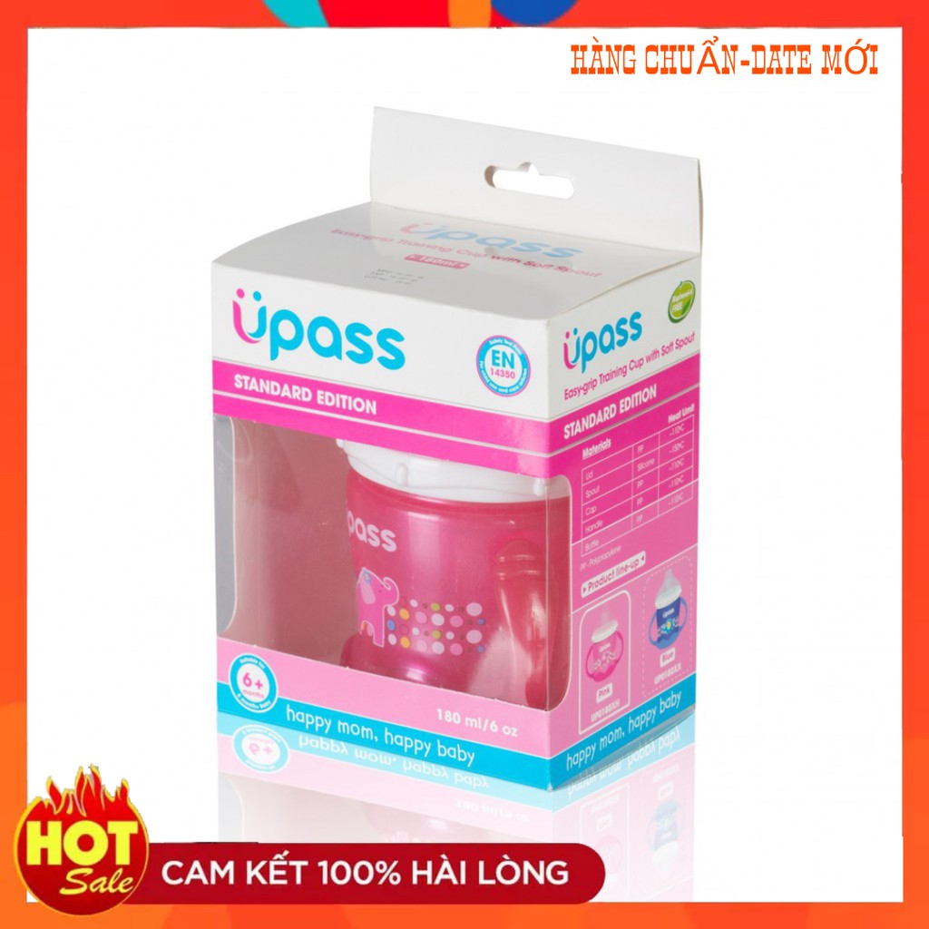 Bình tập uống 180ml Upass có núm hút mềm / UP0180X / cho bé từ 6 tháng tuổi