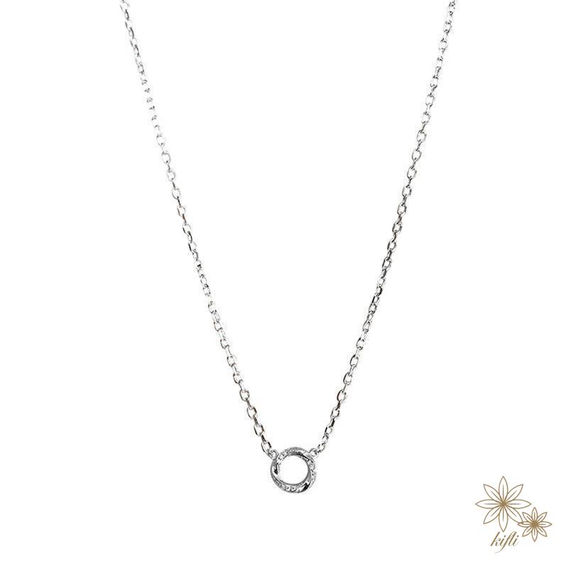 【kifli】Vòng cổ Mặt Tròn Mini Đính Đá Đơn Giản Phong Cách Hàn Quốc