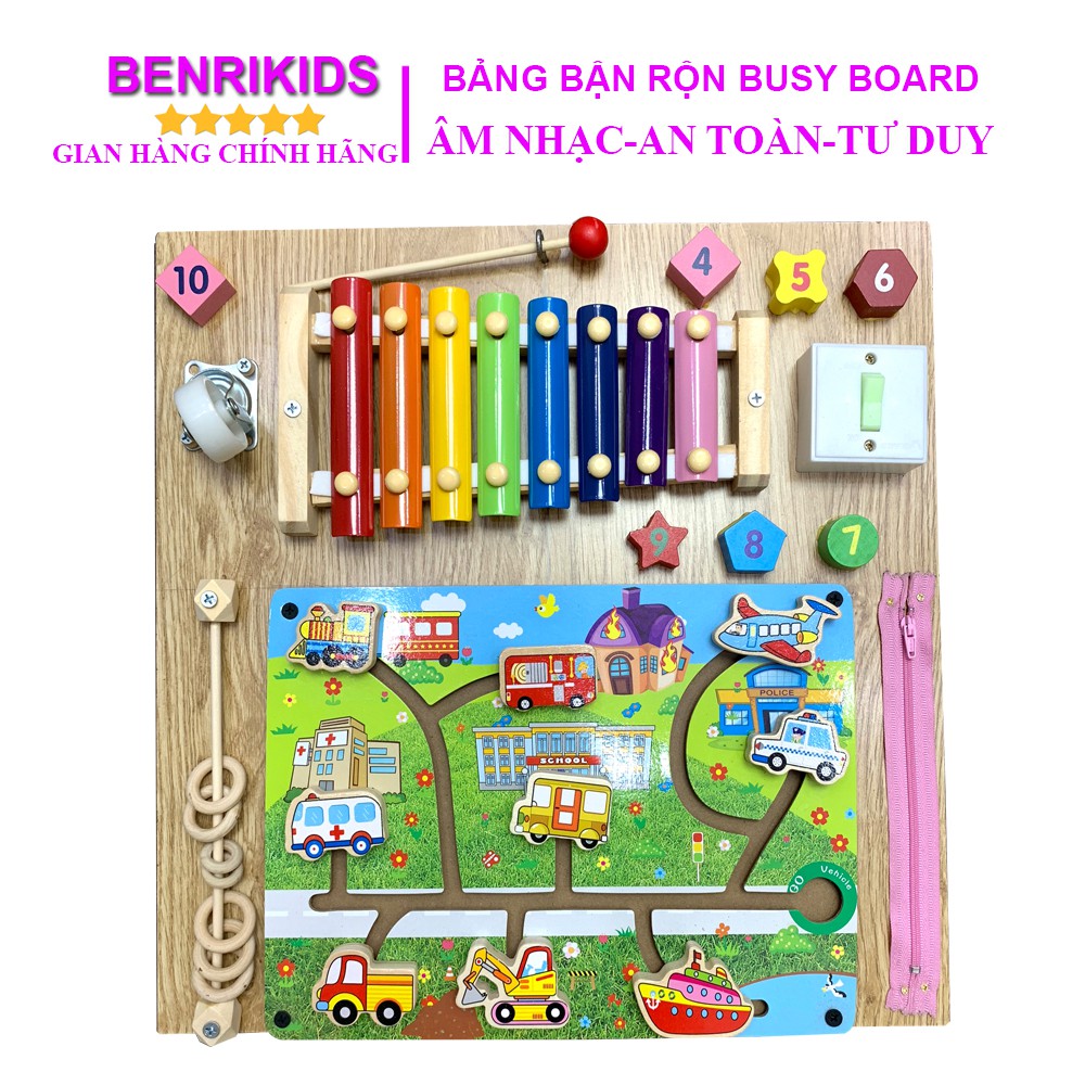 Bảng Bận Rộn Busyboard BR05 Kết Hợp Trò Chơi Mê Cung Tìm Đường Benrikids