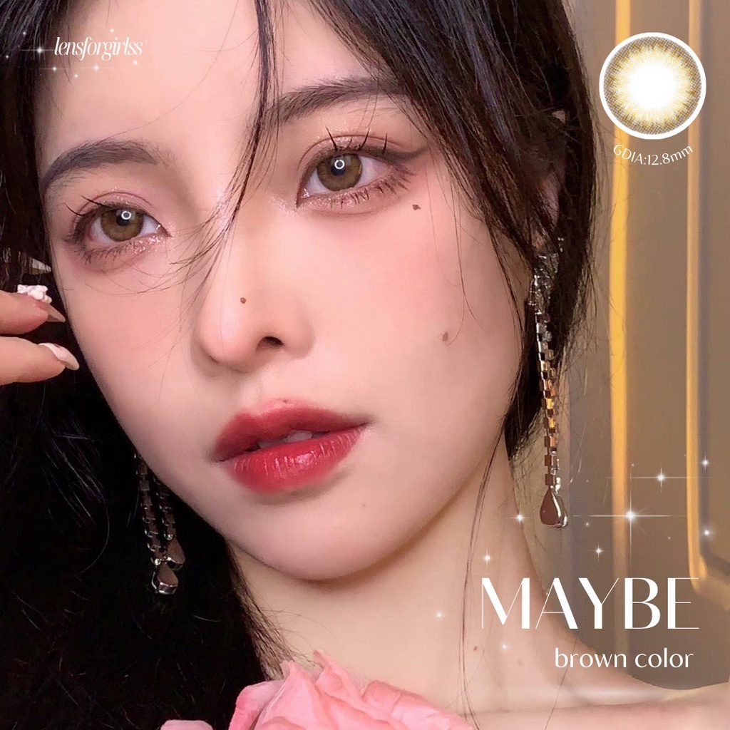 Kính áp tròng nâu ánh vàng MAYBE BROWN chính hãng Olens | HSD 3-6 tháng | Lens cận