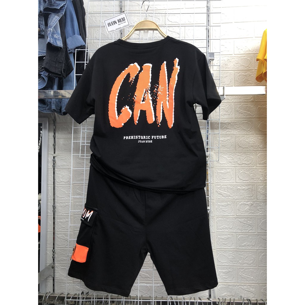 Bộ hiphop đen CAN cam SBB098 SUBIN KIDS