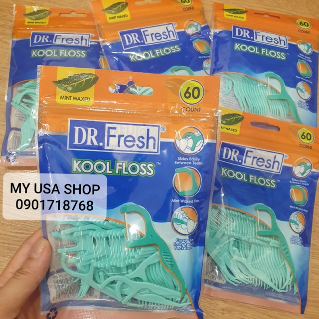 {Cam kết chính hãng} Tăm chỉ nha khoa Mỹ ❤️ Chỉ nha khoa Dr Fresh Kool Floss của Mỹ