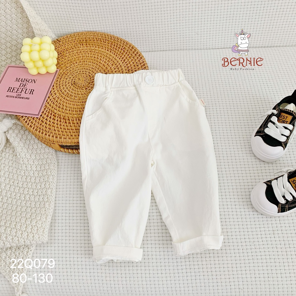 _Quần kaki đính cúc 4 màu cho bé trai/gái 9 đến 22kg
