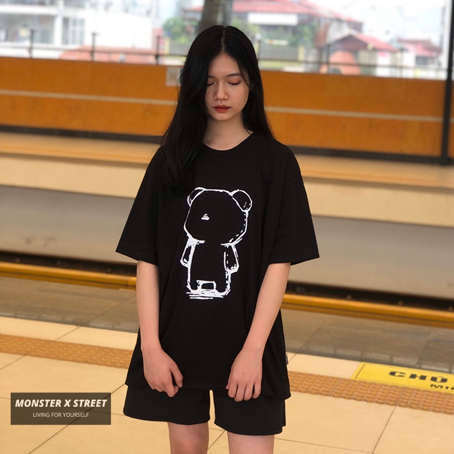 Áo thun unisex MONSTER X STREET Gấu Rỗng phông tay lỡ nam nữ form rộng Local Brand