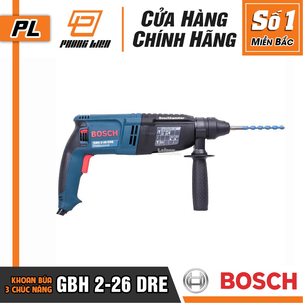 Máy Khoan Búa Bosch GBH 2-26 DRE  - Chuyên Khoan Bê Tông, Có Đục - Hàng Chính Hãng