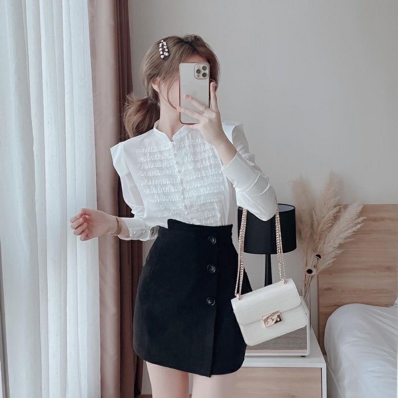 ANH BIGSIZE 60-90KG Chân váy chubby tăm nhung có quần trong hàng QCCC