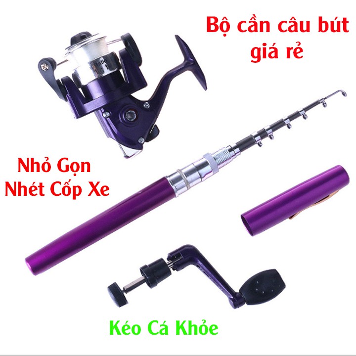 Bộ Cần Câu Bút Máy Đứng Nhỏ Gọn Nhét Cốp Xe Giá Cực Rẻ Kéo Cá Khỏe - Caucaedu