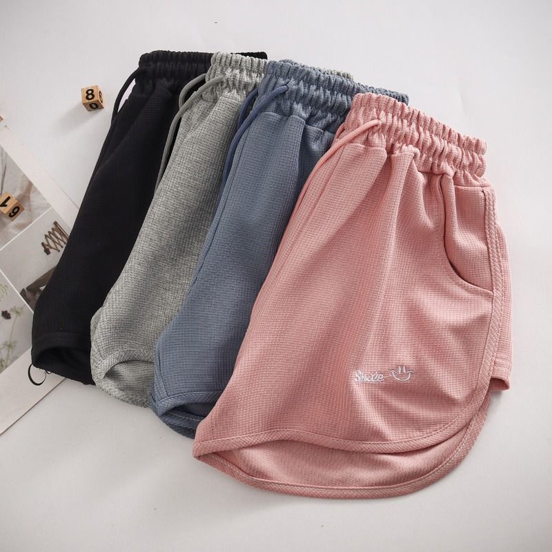 Quần short thể thao RENJIANVSHENG ống rộng lưng thun phong cách Hàn Quốc dành cho nữ