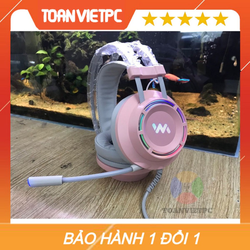 [Tai Nghe Phái Đẹp] Tai Nghe Gaming Wangming 9800s Màu Hồng Usb 7.1 Led RGB Giả Lập 7.1