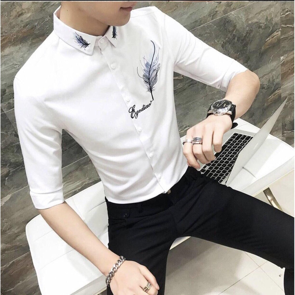 [Mã FAMAYMA2 giảm 10K đơn 50K] ÁO SƠ MI NAM COTTON CAO CẤP THÊU LÔNG VŨ | BigBuy360 - bigbuy360.vn