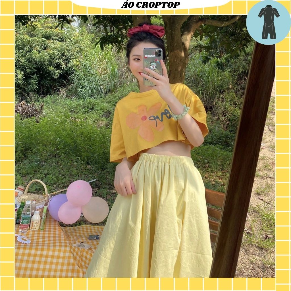 Áo croptop nữ tay lỡ , from rộng, freesize , thun cotton mềm mịn