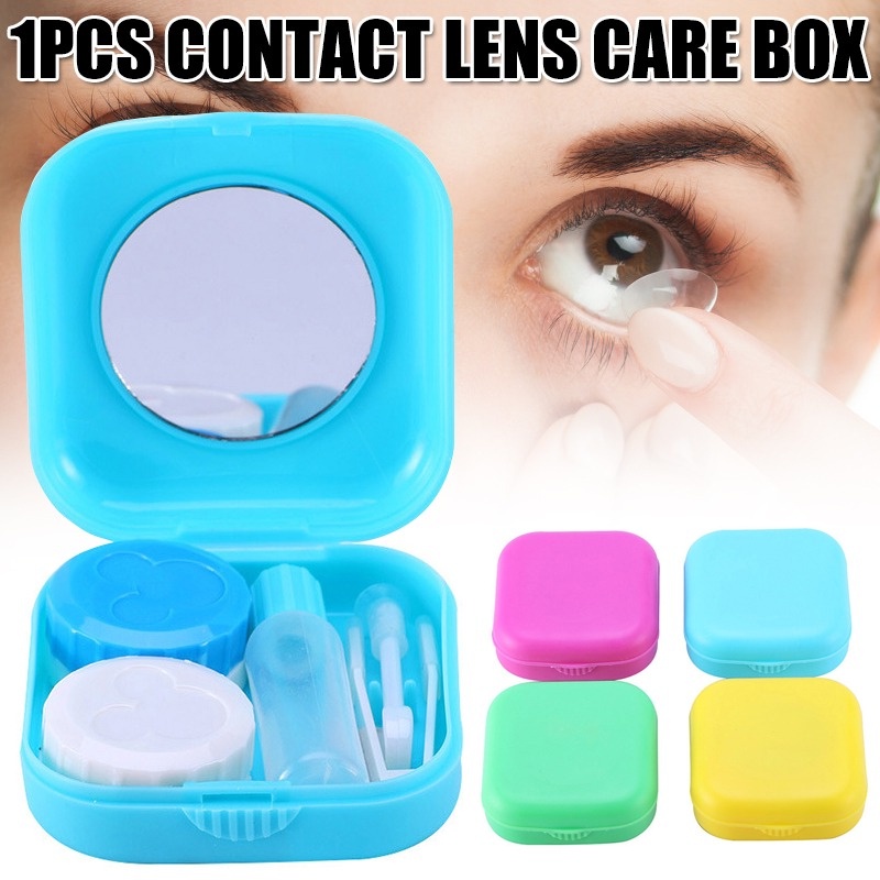 Hộp Đựng Kính Áp Tròng Mini Có Gương Soi Tiện Lợi