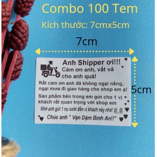 100 Tem Dán Cảm Ơn Shipper Kích thước 7x5cm
