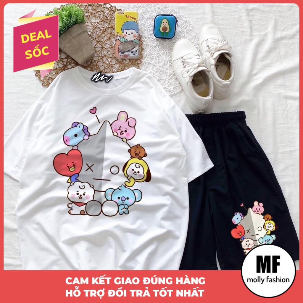 Set bộ quần áo nữ Unisex Bộ BT21, set đồ Unisex form rộng Molly Fashion